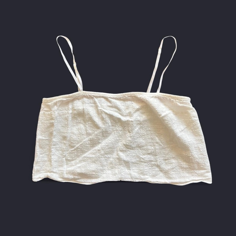 Urban Outfitters Cropped Textured Linen Camisole Women’s Top in cream/ivory M